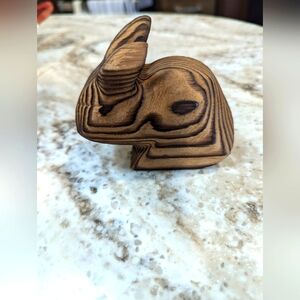 GERD Canada. Wooden Rabbit Figurine 4 X 3.5 x 1.75 Inches.